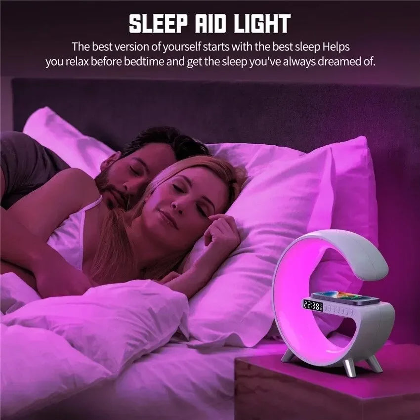 BIG G Multifunction Bluetooth Speaker RGB Night Light Fast Wireless Charger Stand For iPhone Samsung Xiaomi Charging Station